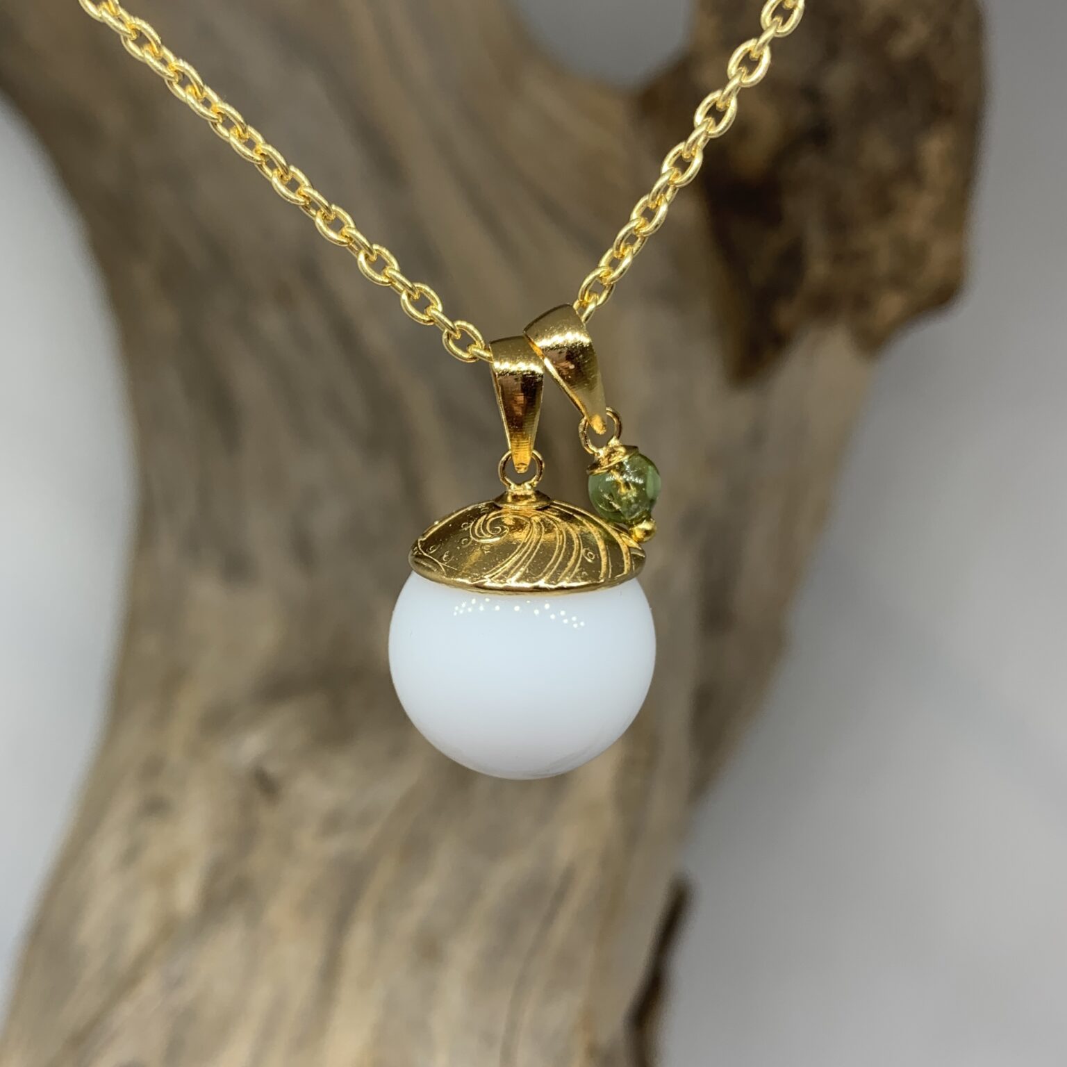 Muttermilchperle, Silber vergoldet, mit Geburtmonatsstein